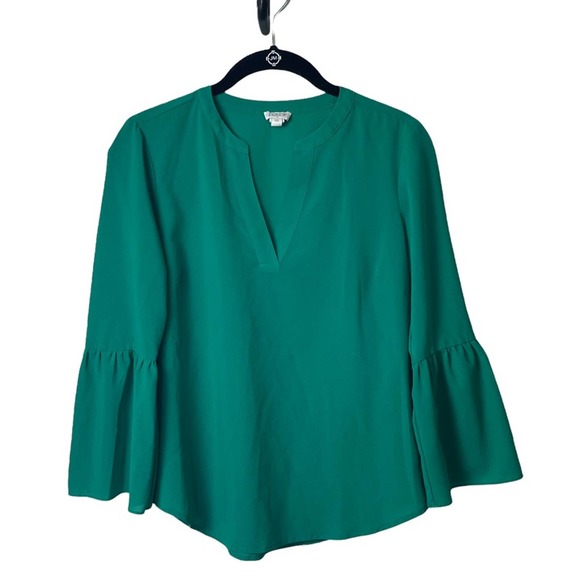 J. Crew Tops - J Crew V Neck Poet Sleeve Blouse Green Size XXS
